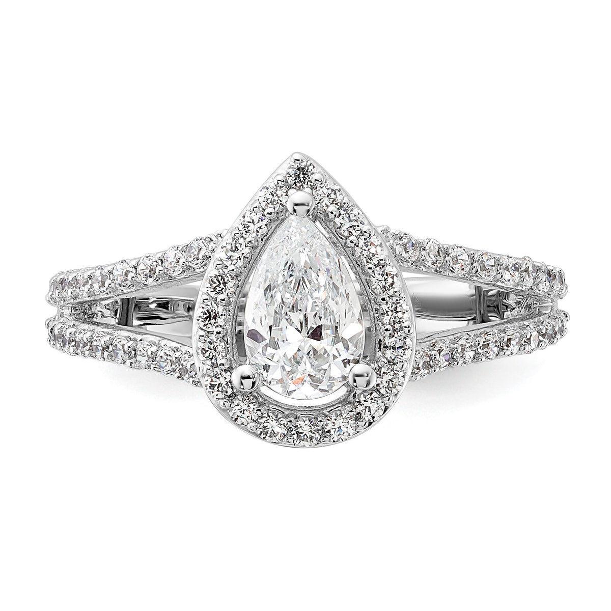 14kw Lab Grown Diamond VS/SI+ G+ S/M Pear Halo Eng. Ring-RM2335E