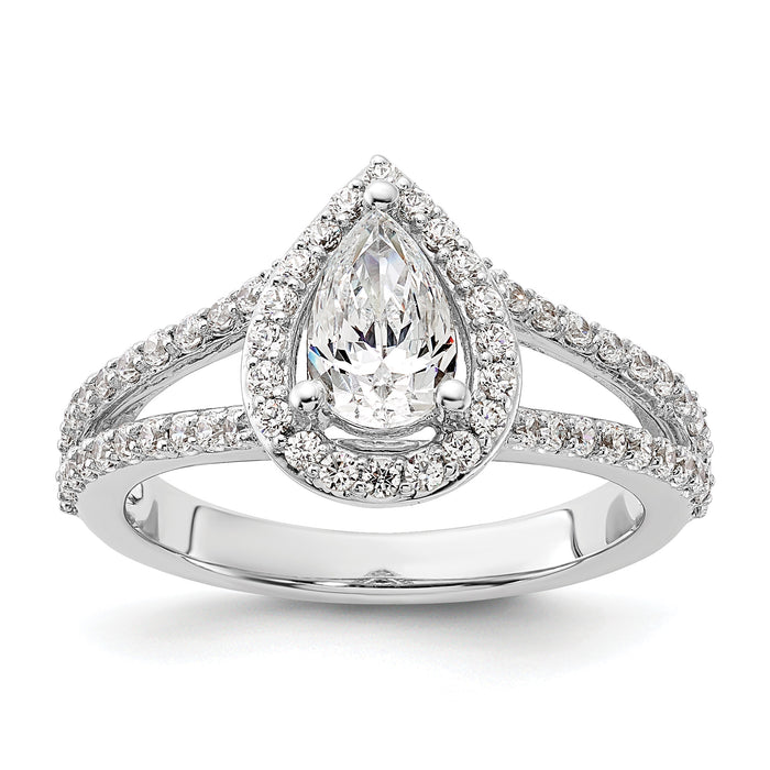 14kw Lab Grown Diamond VS/SI+ G+ S/M Pear Halo Eng. Ring-RM2335E-050-WLG