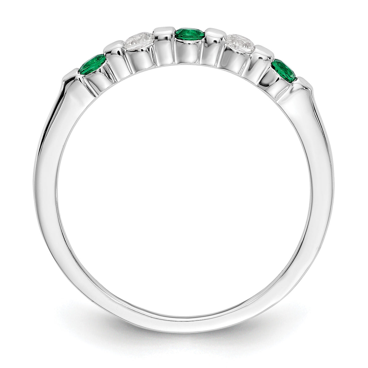 14k White Gold Diamond w/Emerald Band-RM3285B