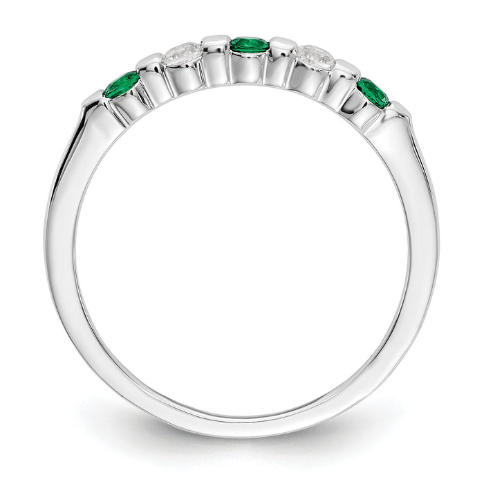 14k White Gold Diamond w/Emerald Band-RM3285B
