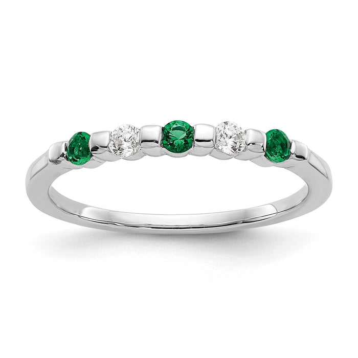 14k White Gold Diamond w/Emerald Band-RM3285B