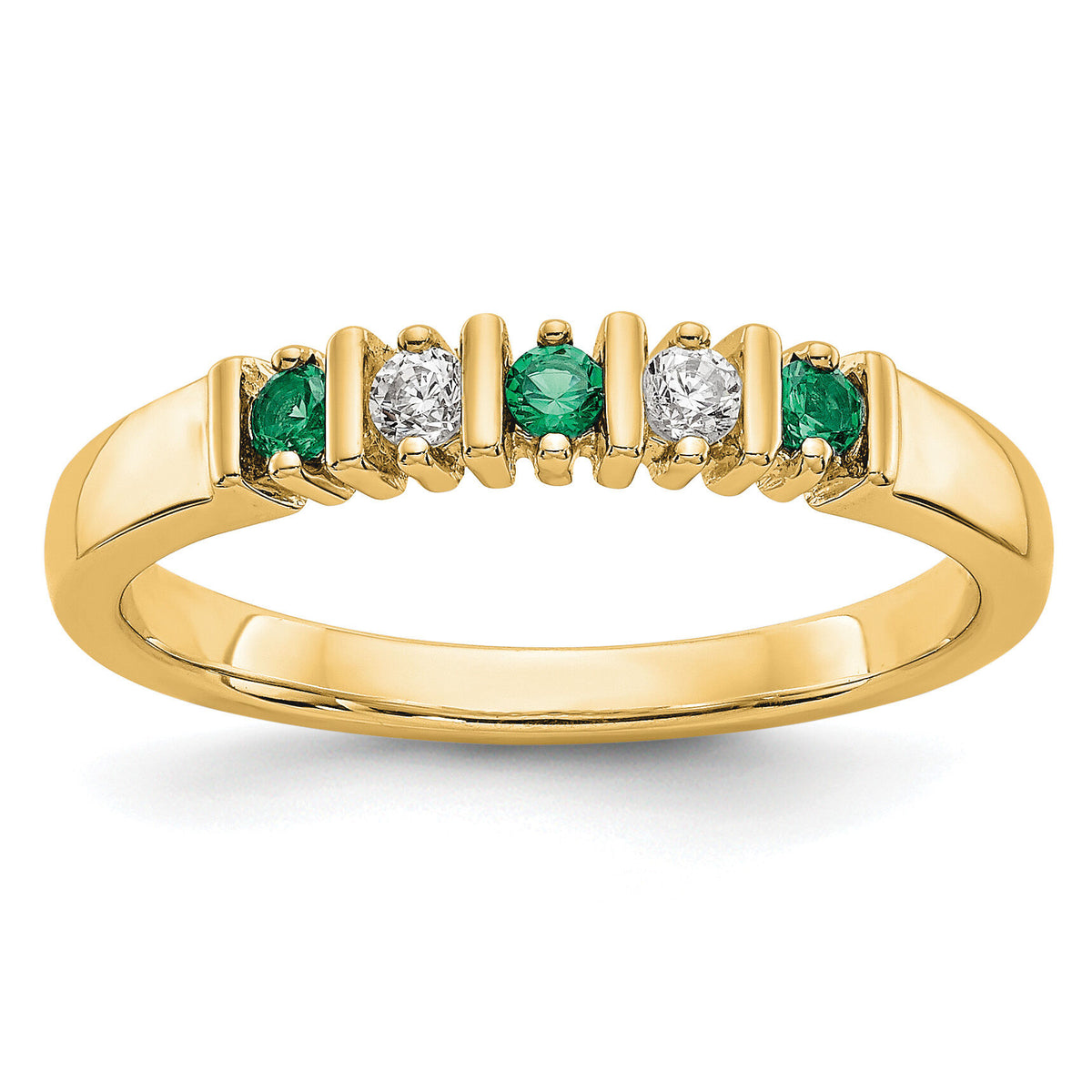 14k Yellow Gold Diamond w/Emerald Band-RM3289B
