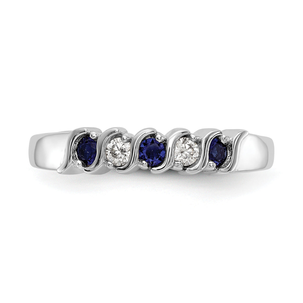 14k White Gold Diamond w/Sapphire Band-RM3290B