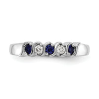 14k White Gold Diamond w/Sapphire Band-RM3290B