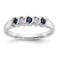 14k White Gold Diamond w/Sapphire Band-RM3290B