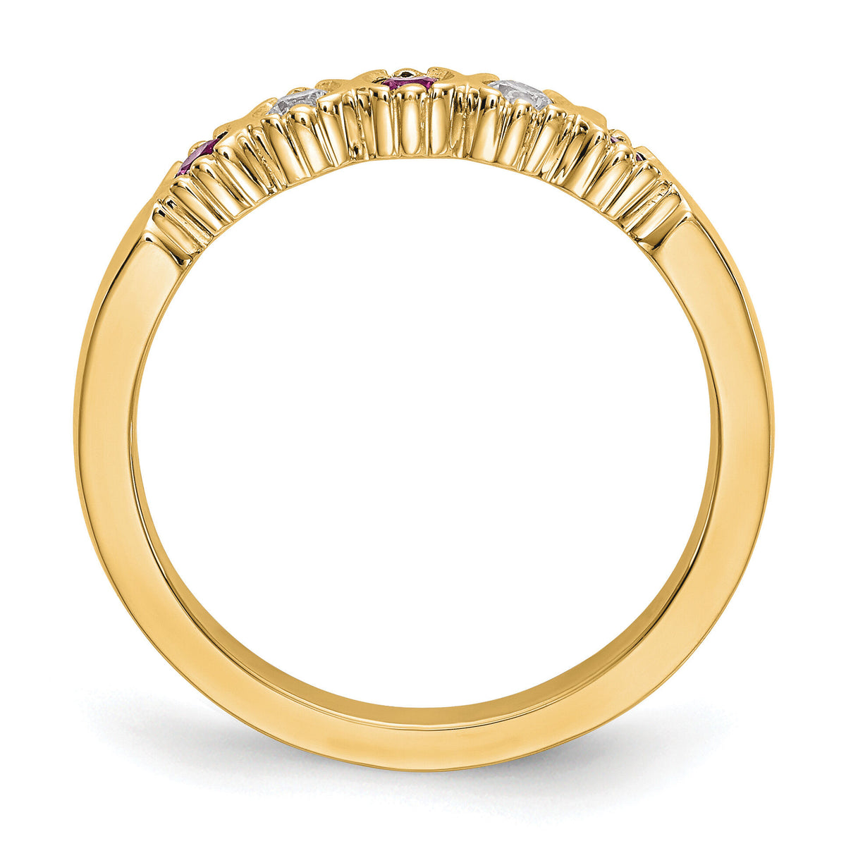 14k Yellow Gold Diamond w/Ruby Band-RM3395B