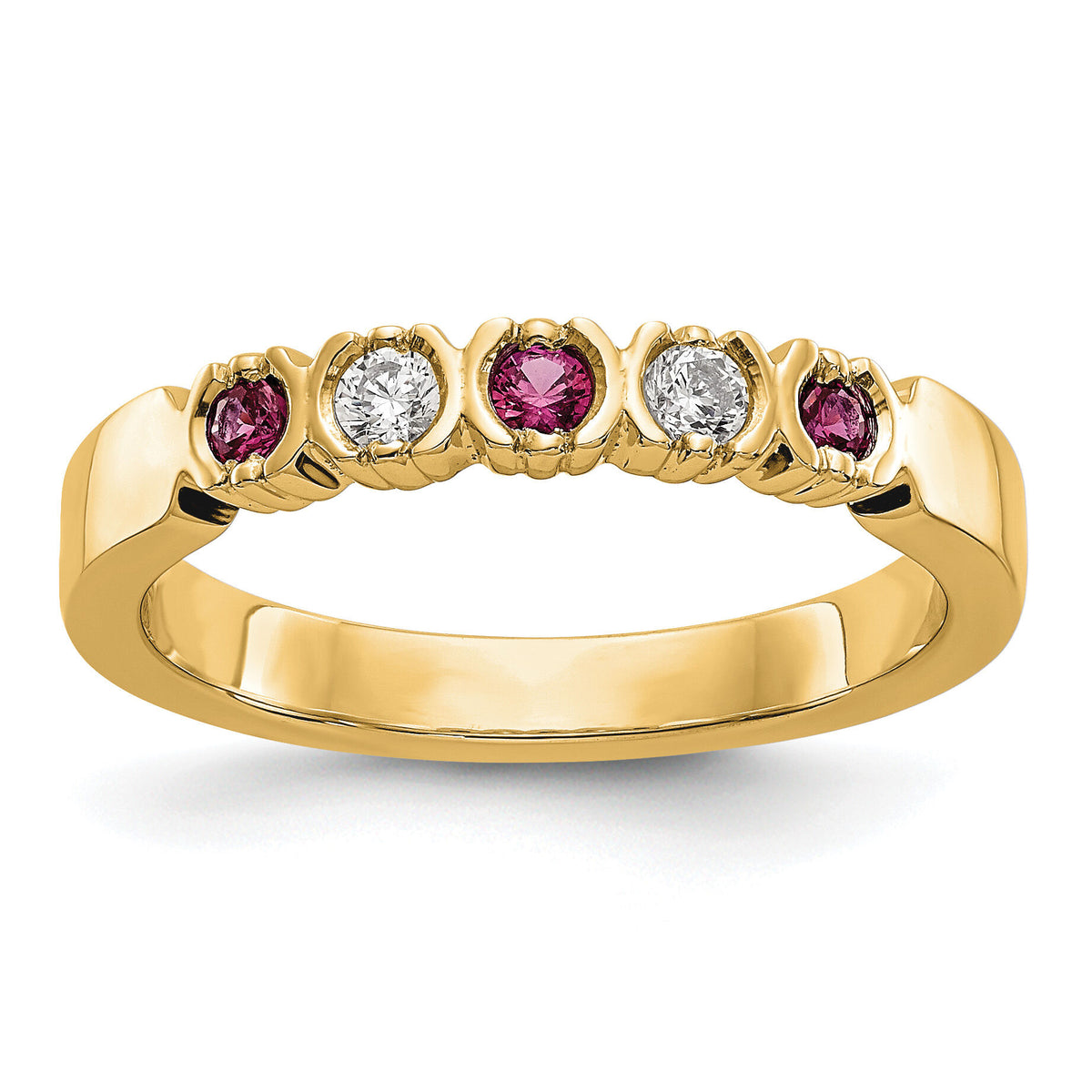 14k Yellow Gold Diamond w/Ruby Band-RM3395B