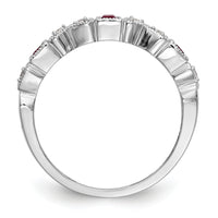 14k White Gold Diamond w/Ruby Band-RM3449B