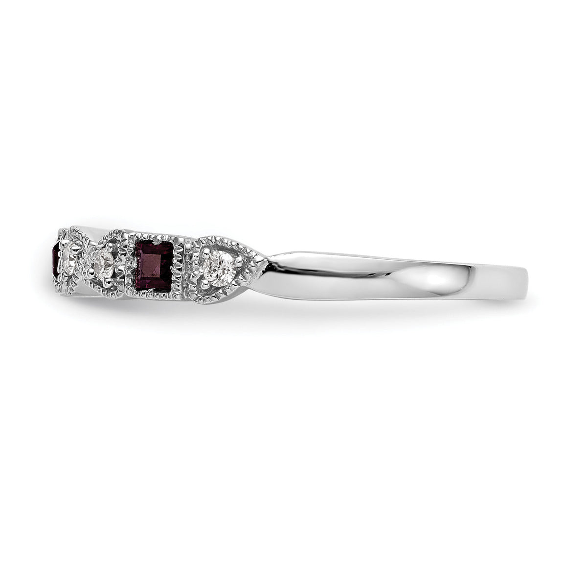 14k White Gold Diamond w/Ruby Band-RM3449B
