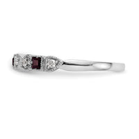 14k White Gold Diamond w/Ruby Band-RM3449B
