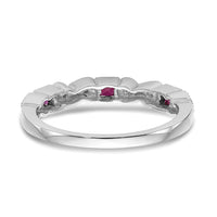 14k White Gold Diamond w/Ruby Band-RM3449B