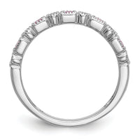 14k White Gold Diamond w/Pink Sapphire Band-RM3450B