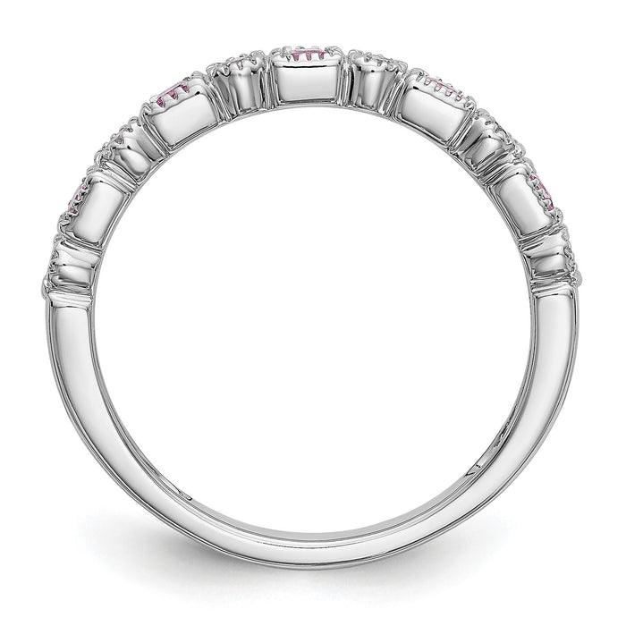 14k White Gold Diamond w/Pink Sapphire Band-RM3450B