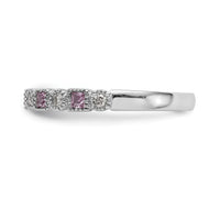14k White Gold Diamond w/Pink Sapphire Band-RM3450B
