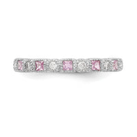 14k White Gold Diamond w/Pink Sapphire Band-RM3450B