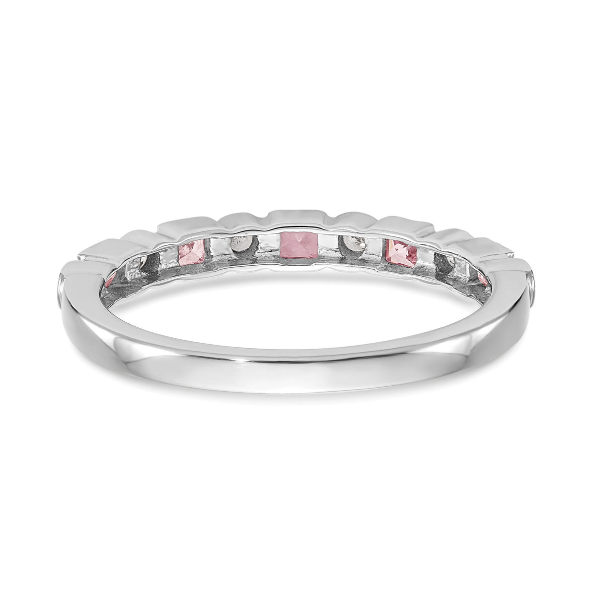 14k White Gold Diamond w/Pink Sapphire Band-RM3450B
