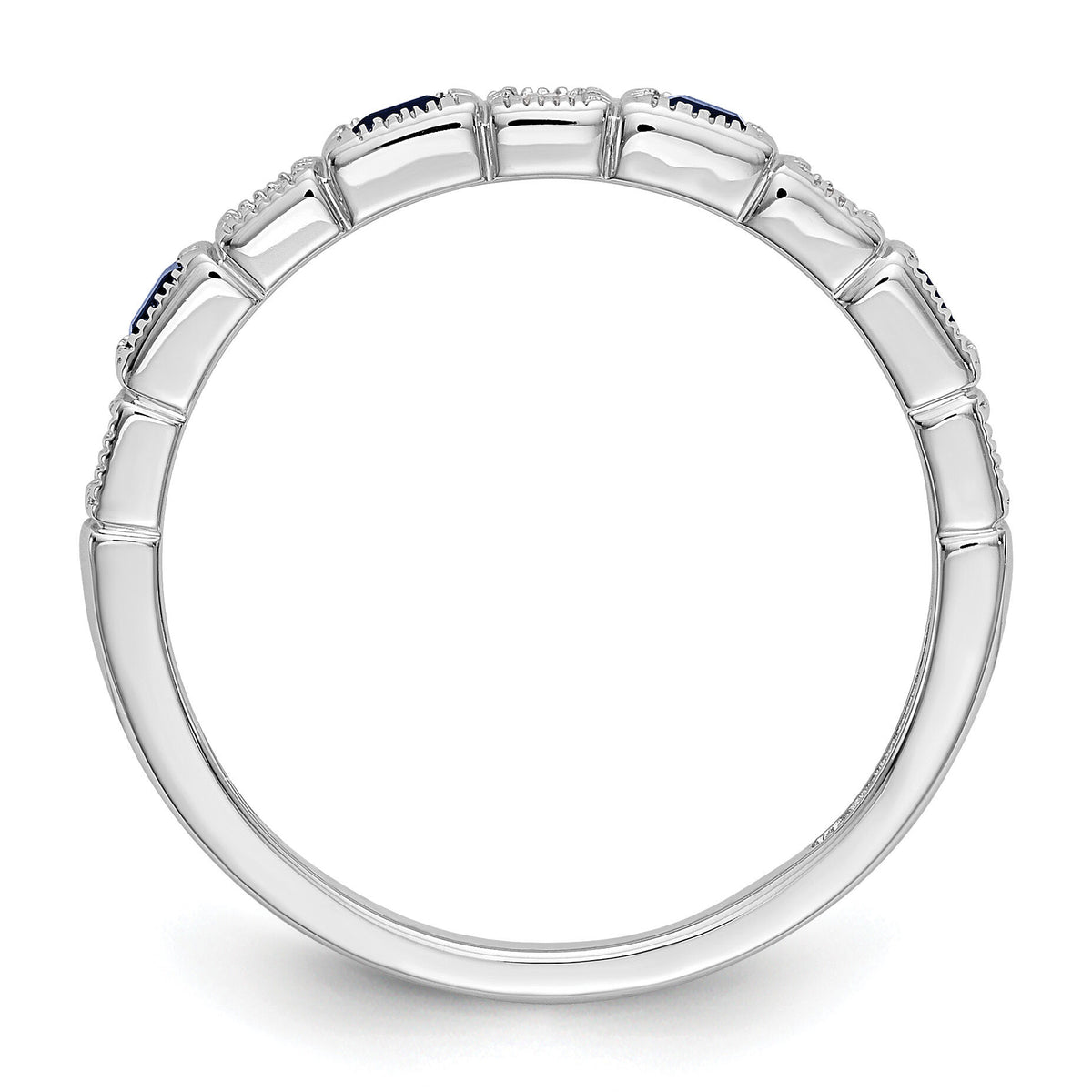 14k White Gold Diamond w/Sapphire Band-RM3451B