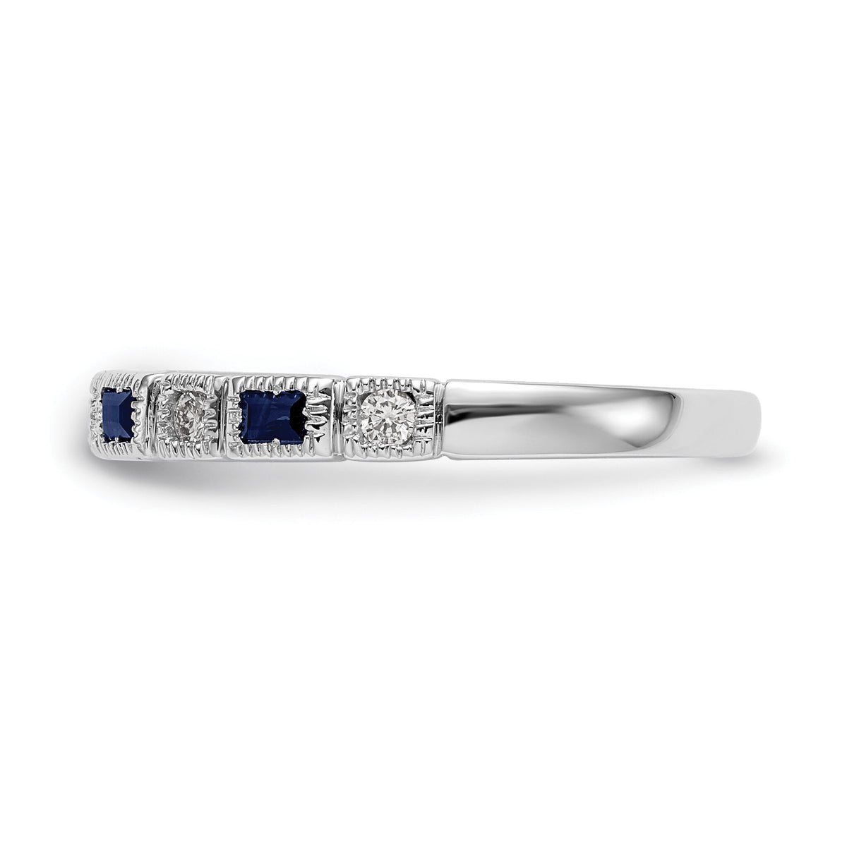 14k White Gold Diamond w/Sapphire Band-RM3451B