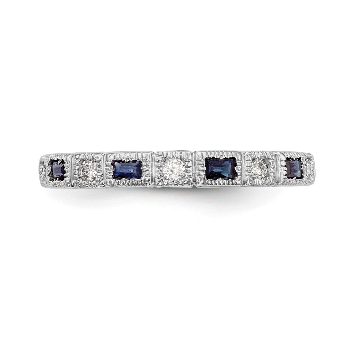 14k White Gold Diamond w/Sapphire Band-RM3451B