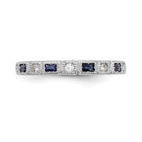 14k White Gold Diamond w/Sapphire Band-RM3451B