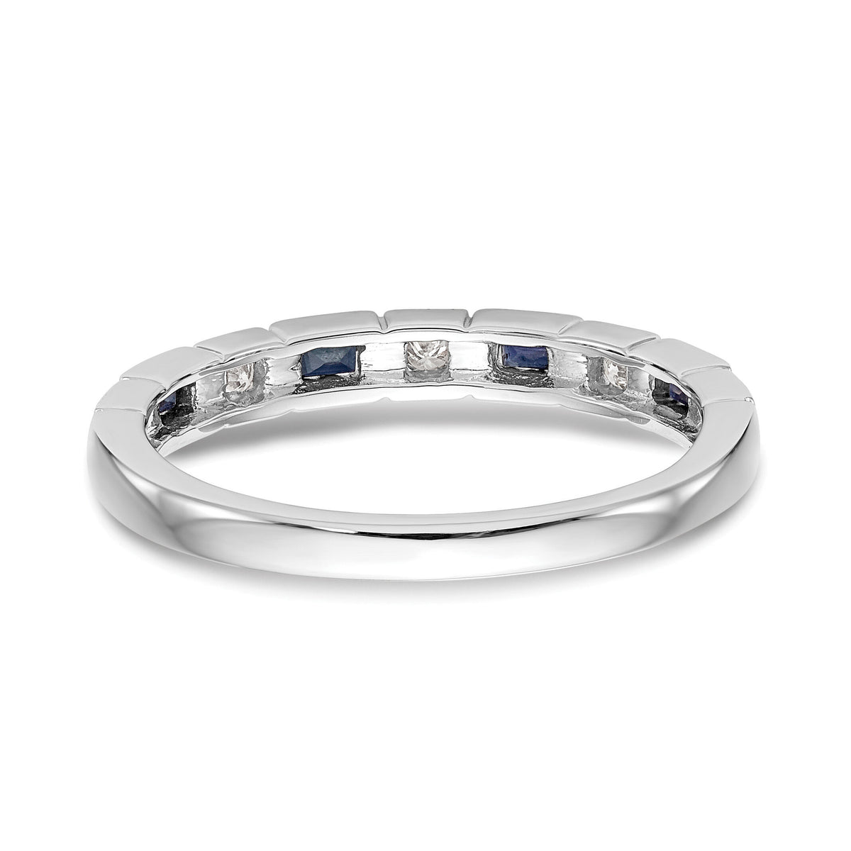 14k White Gold Diamond w/Sapphire Band-RM3451B