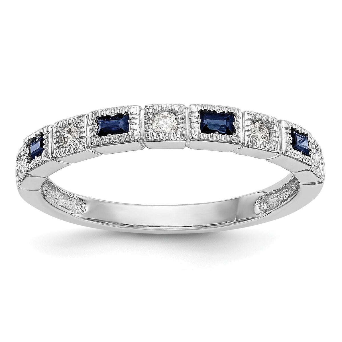 14k White Gold Diamond w/Sapphire Band-RM3451B