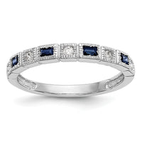 14k White Gold Diamond w/Sapphire Band-RM3451B