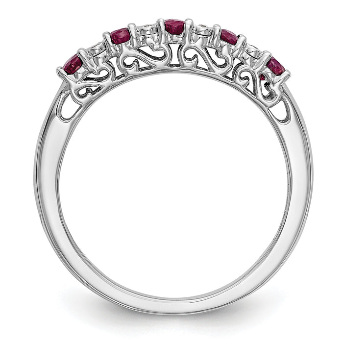 14k White Gold Diamond w/Ruby Band-RM3452B