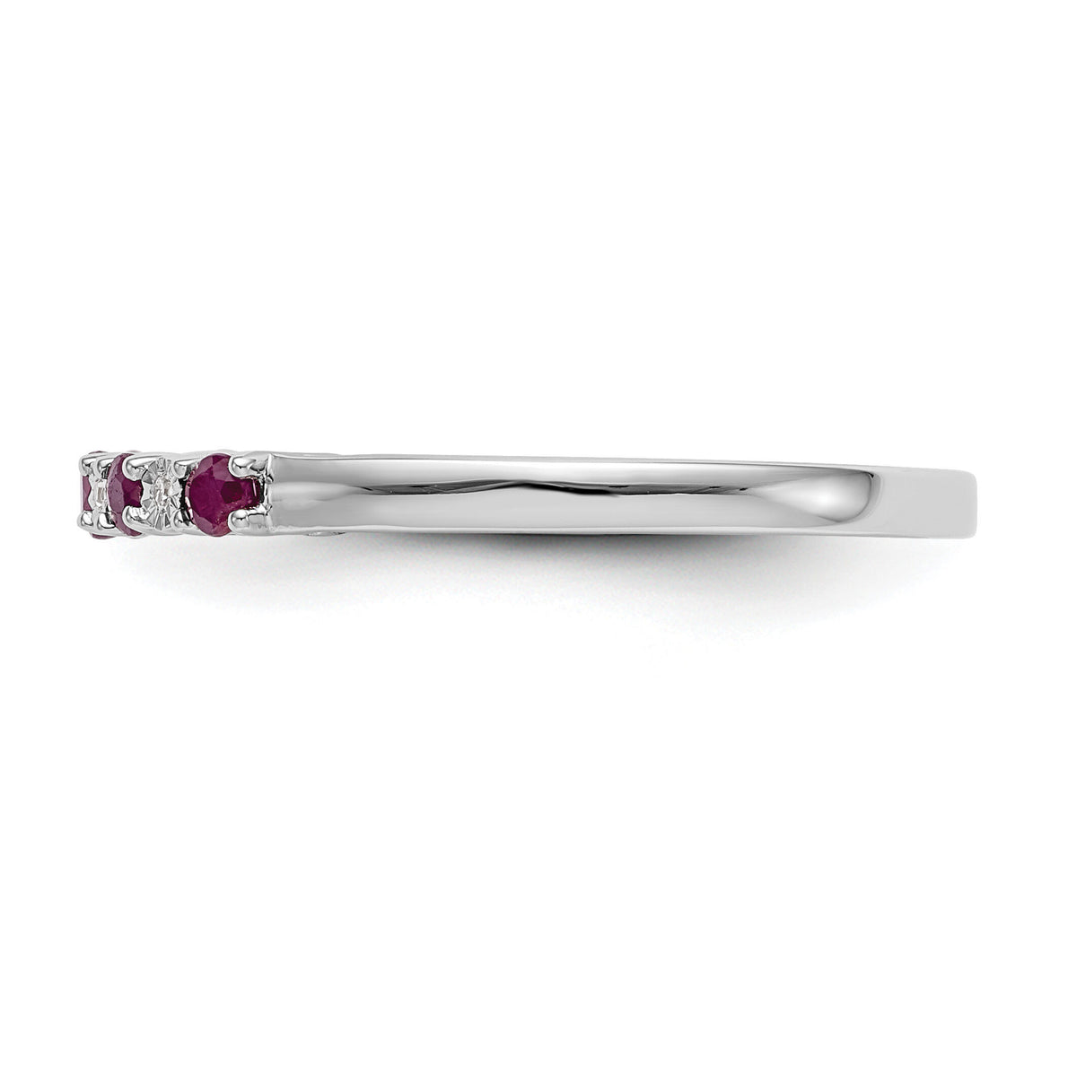 14k White Gold Diamond w/Ruby Band-RM3452B