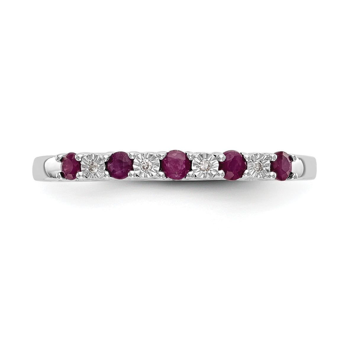 14k White Gold Diamond w/Ruby Band-RM3452B