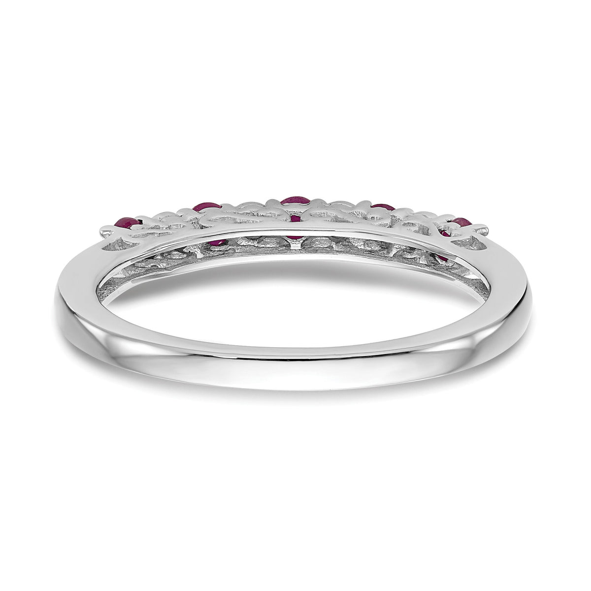 14k White Gold Diamond w/Ruby Band-RM3452B