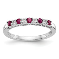 14k White Gold Diamond w/Ruby Band-RM3452B