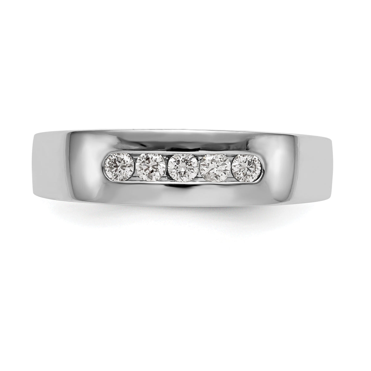 14K White Gold 5-Stone Diamond Men's Channel Band-RM3457B