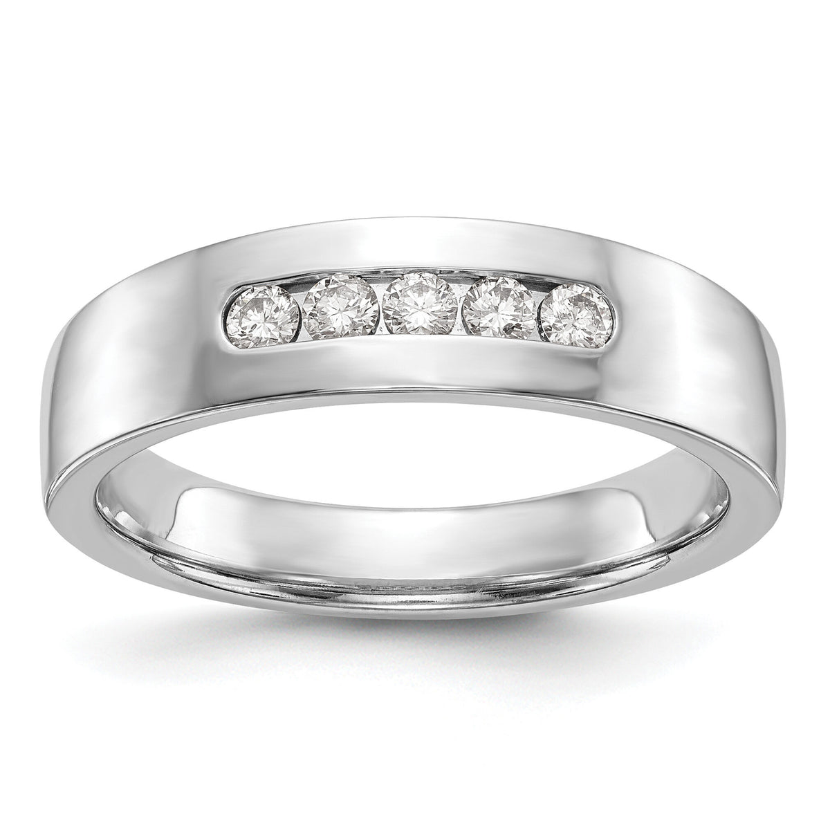 14K White Gold 5-Stone Diamond Men's Channel Band-RM3457B
