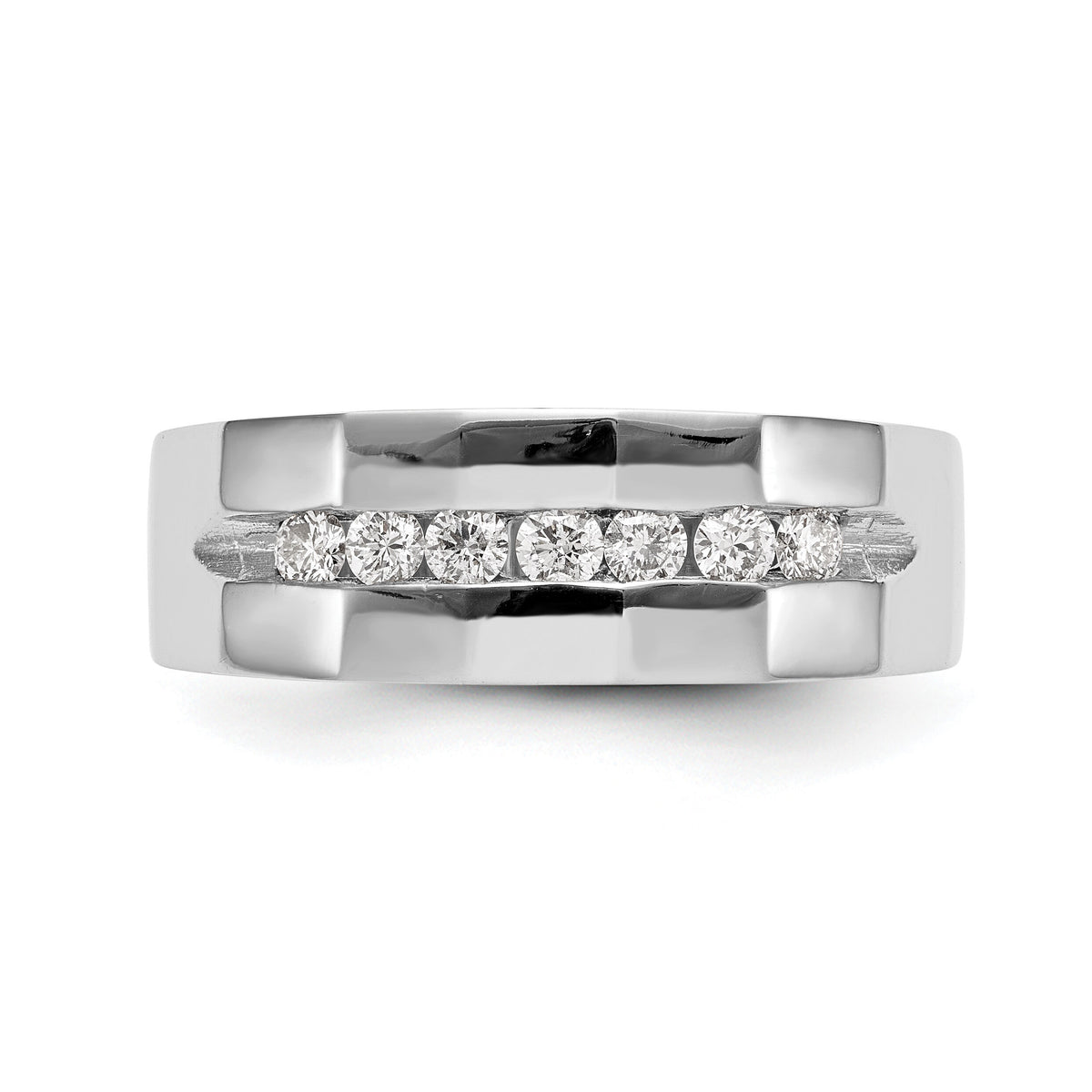 14K White Gold Diamond Men's Band-RM3465B