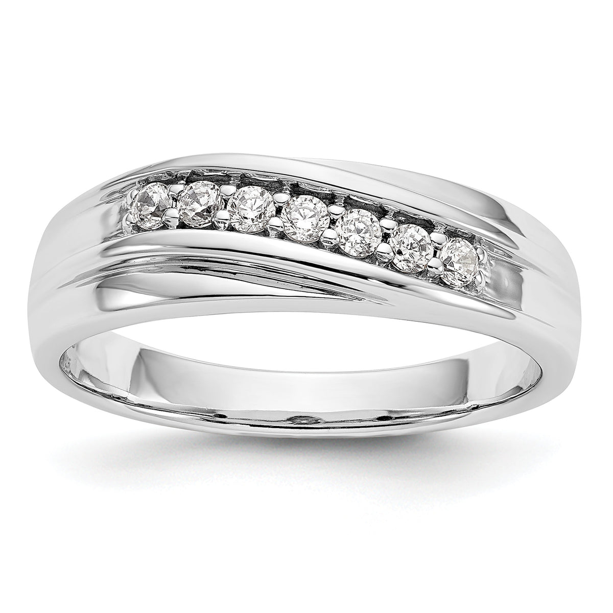 14K White Gold Diamond Men's Band-RM3468B-025-WAA
