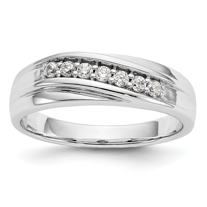 14K White Gold Diamond Men's Band-RM3468B-025-WAA