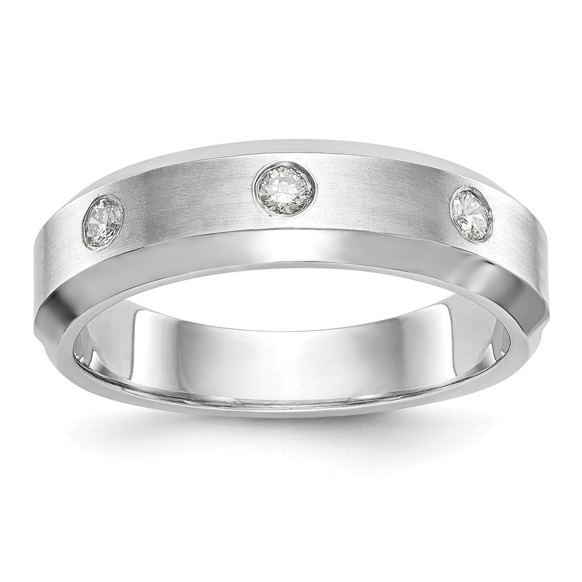 14K White Gold Diamond Men's Band-RM3481B