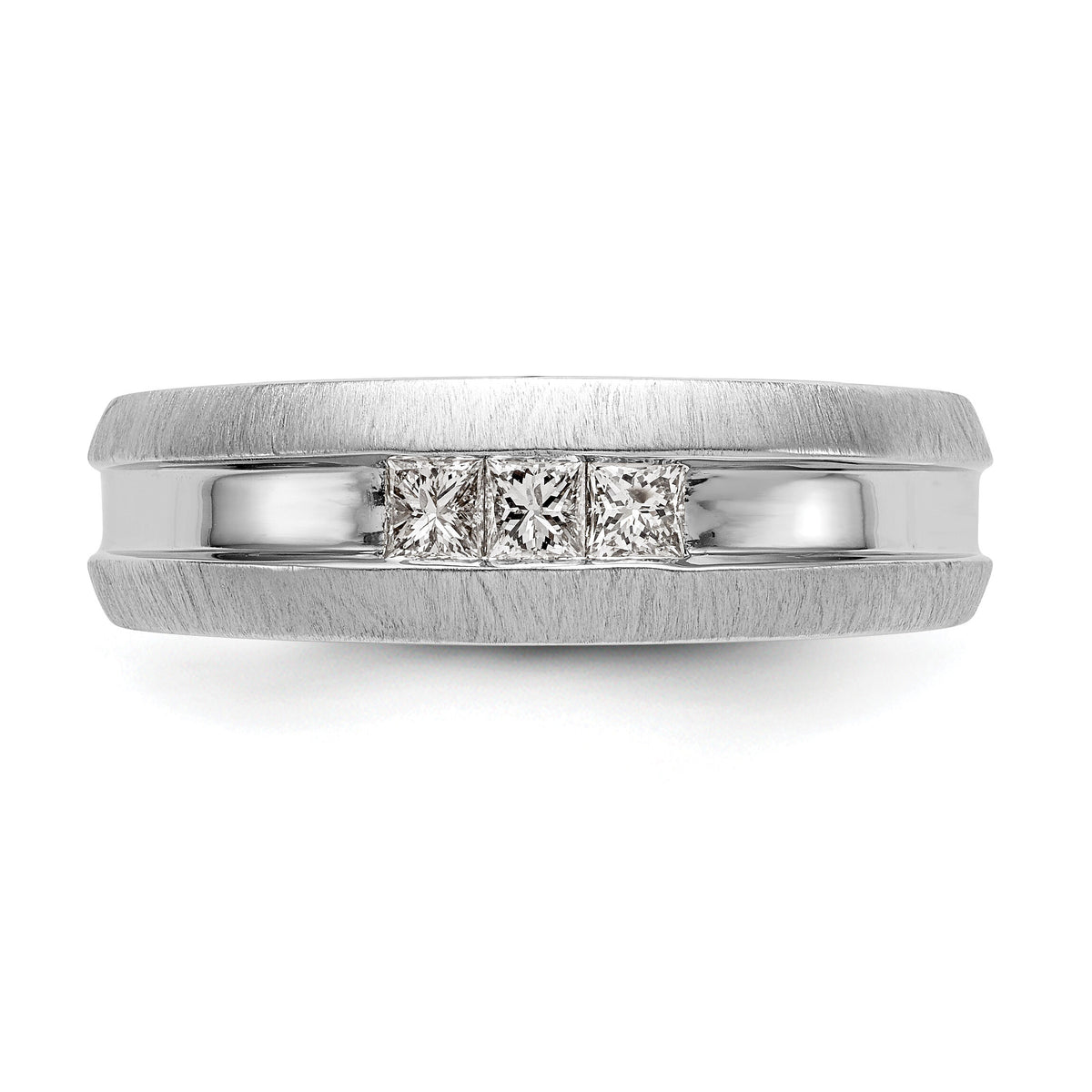 14K White Gold Diamond Men's Band-RM3498B