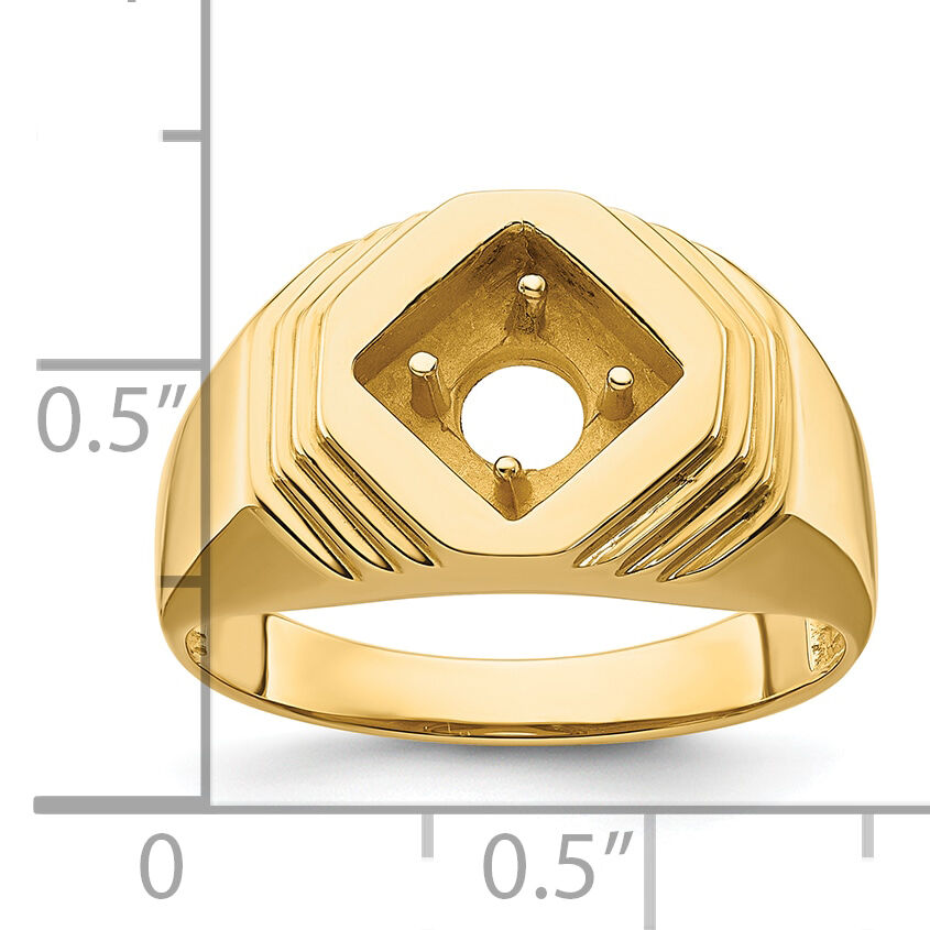 14k 1-Stone Fancy Polished Men's Diamond Ring Mounting-RM3503B
