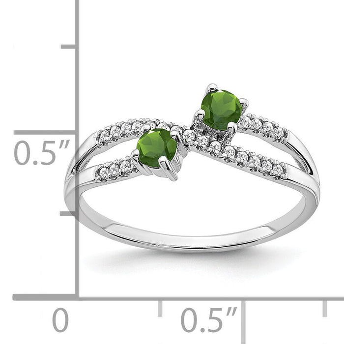 14k White Gold Two-stone Peridot and Diamond Ring-RM3593