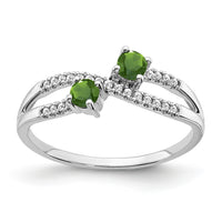 14k White Gold Two-stone Peridot and Diamond Ring-RM3593