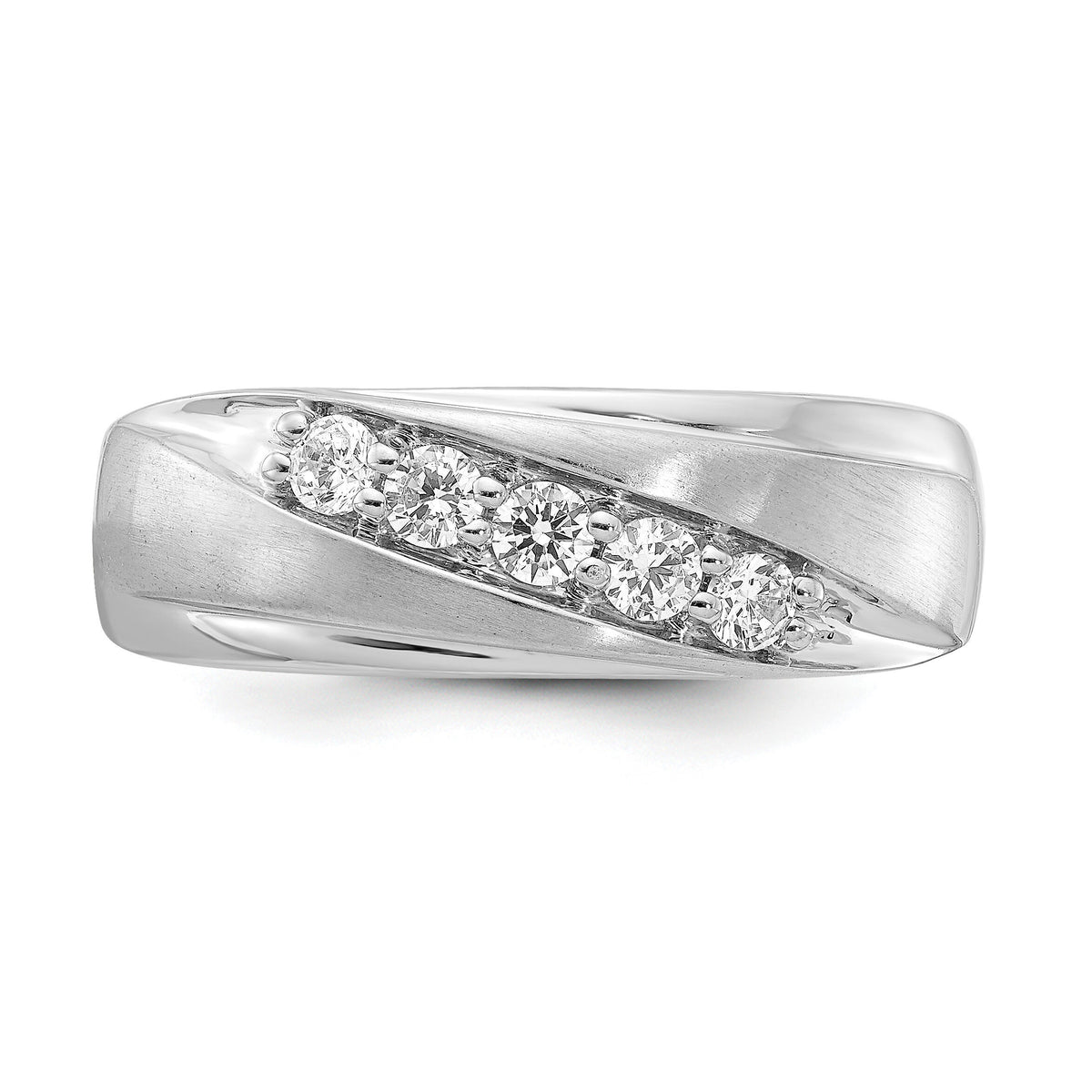14k White Gold Polished and Satin Diamond Ring-RM3624B