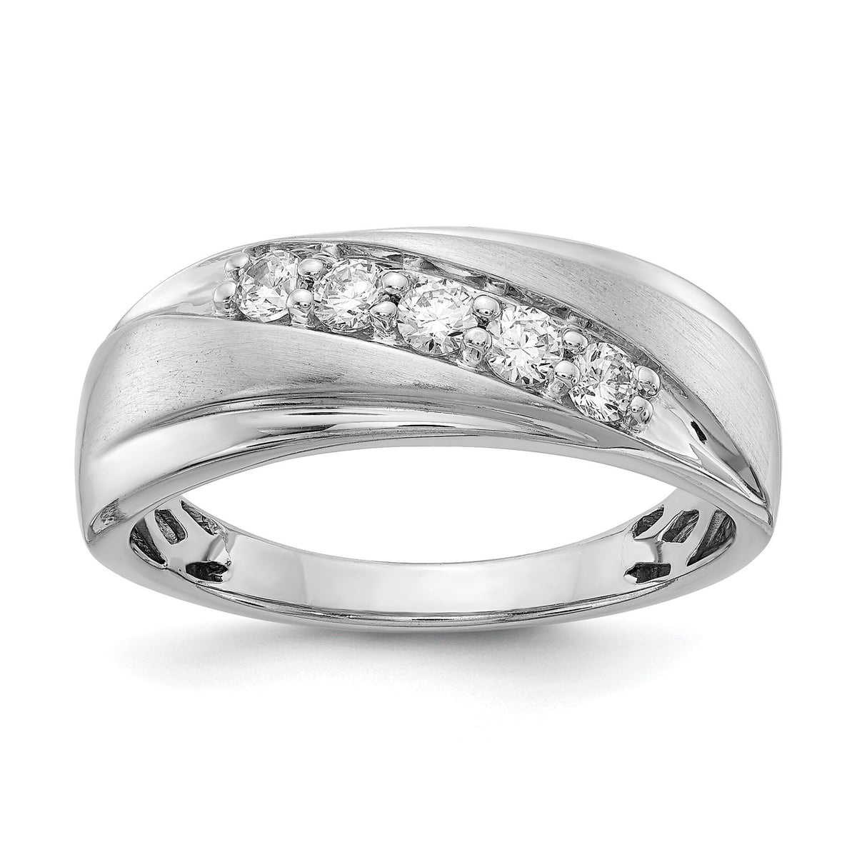 14k White Gold Polished and Satin Diamond Ring-RM3624B