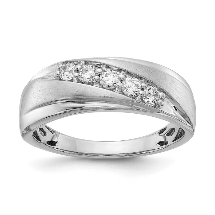 14k White Gold Polished and Satin Diamond Ring-RM3624B
