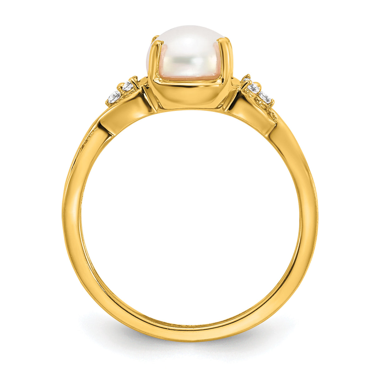 14k FWC Pearl and Diamond Ring-RM3625