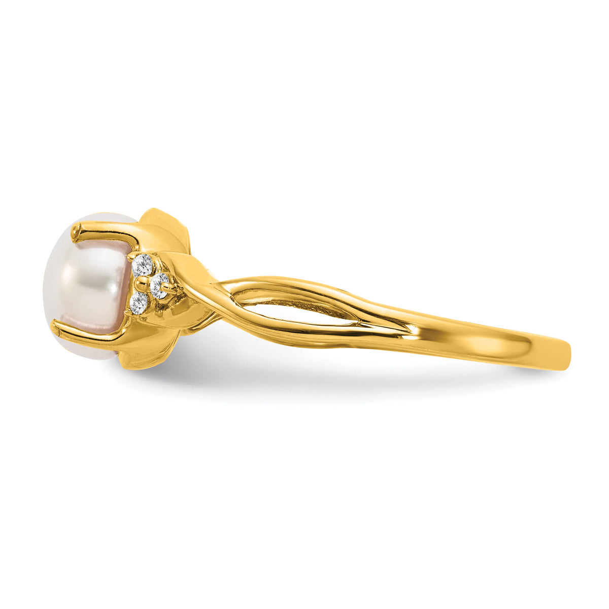 14k FWC Pearl and Diamond Ring-RM3625