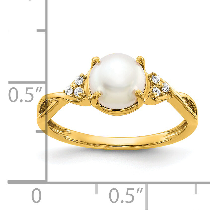 14k FWC Pearl and Diamond Ring-RM3625