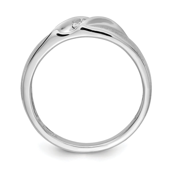 14k White Gold Satin Diamond Men's Ring-RM3671B