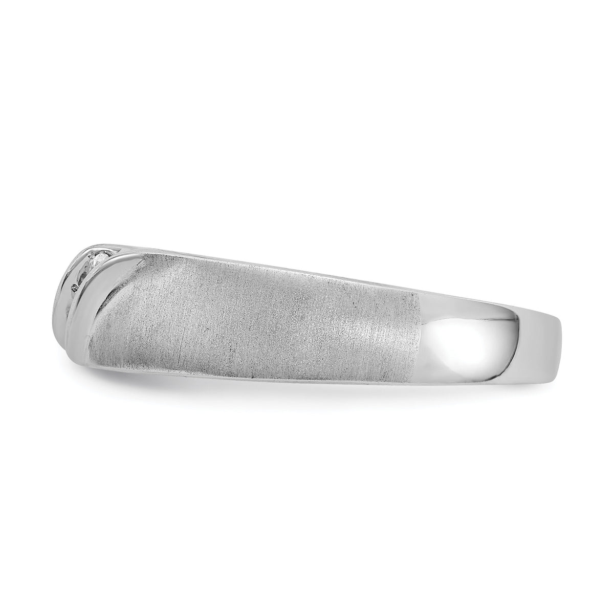 14k White Gold Satin Diamond Men's Ring-RM3671B